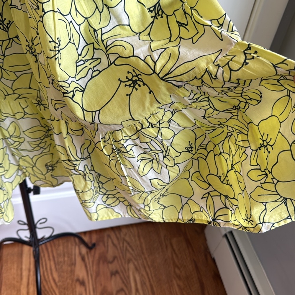ECHO sleeveless ruffled neck, tassel, tie, yellow floral sundress - Picture 5 of 6